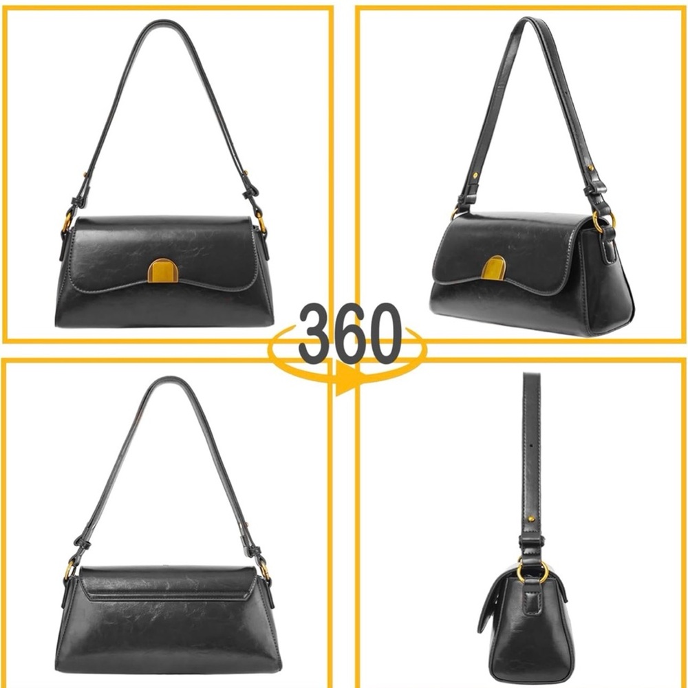 Elegant Black Leather Shoulder Bag - Picture 3 of 3
